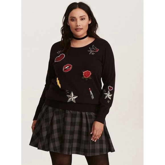 torrid Sweaters - Torrid Embellished Patches Pullover Sweater 3X